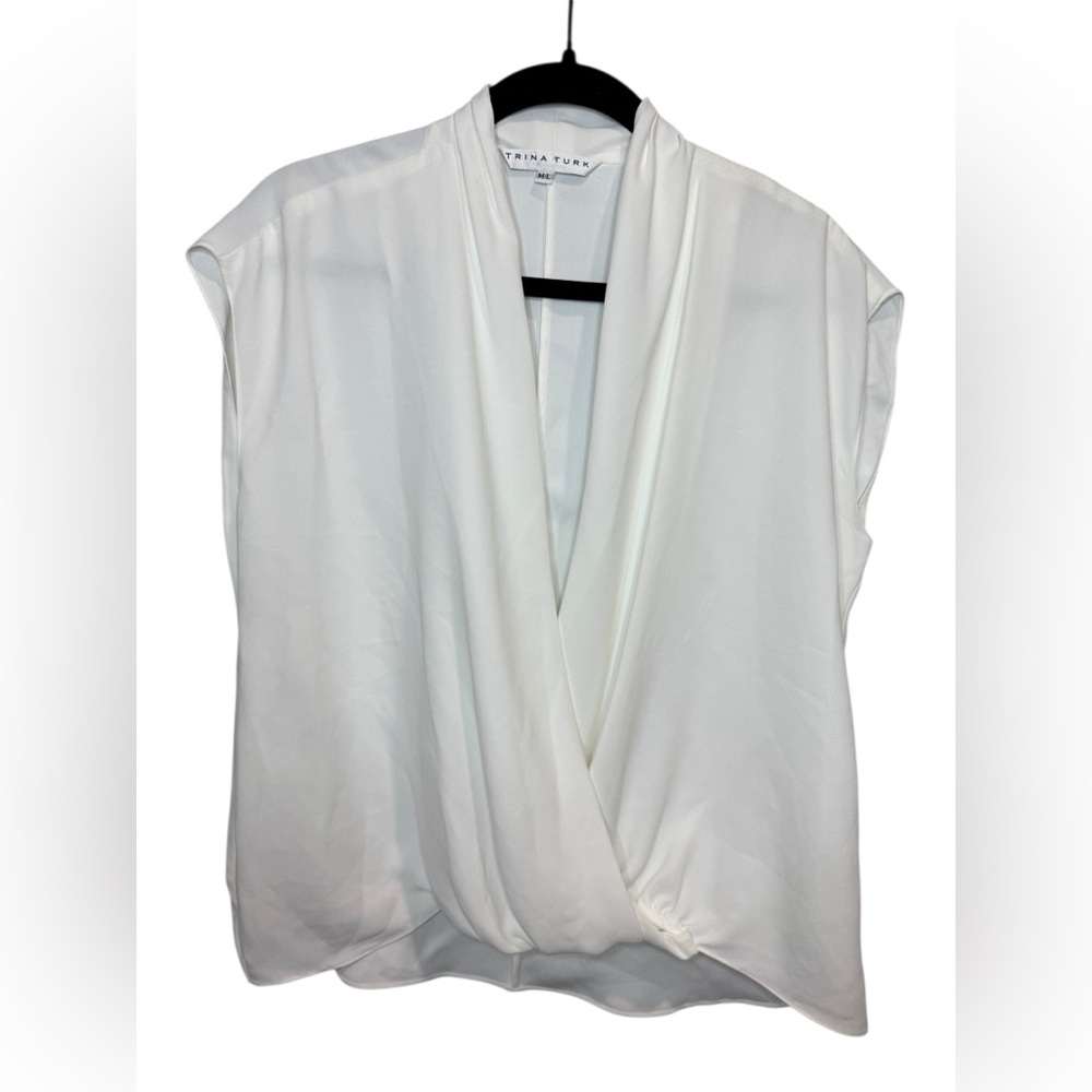 Trina Turk Concourse draped top in White size M/L